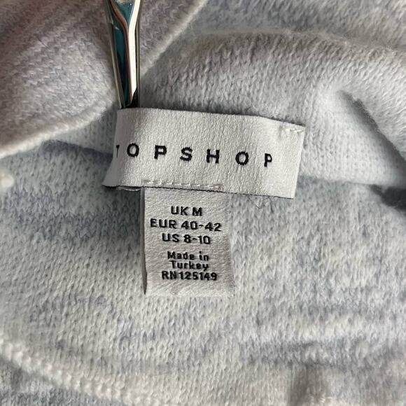 TOPSHOP | Light Blue & White Embossed Floral Mock Neck Sweater | Women's 8-10 - Picture 7 of 9